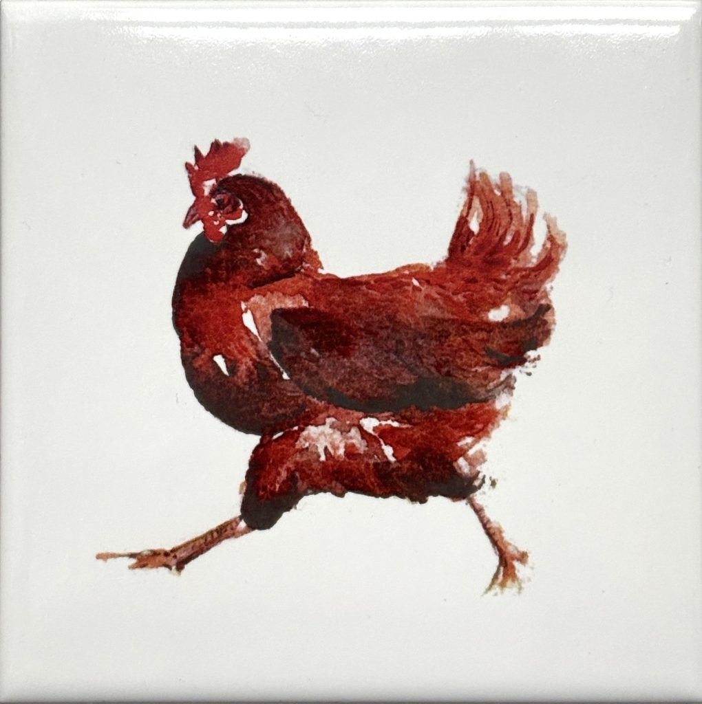 Aquarellfliese Huhn laufend