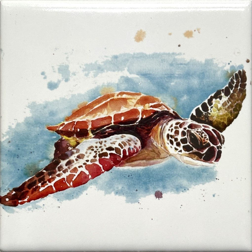 Aquarellfliese Meeresschildkröte