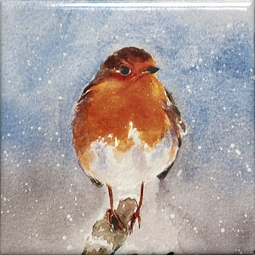 Aquarellfliese Rotkehlchen